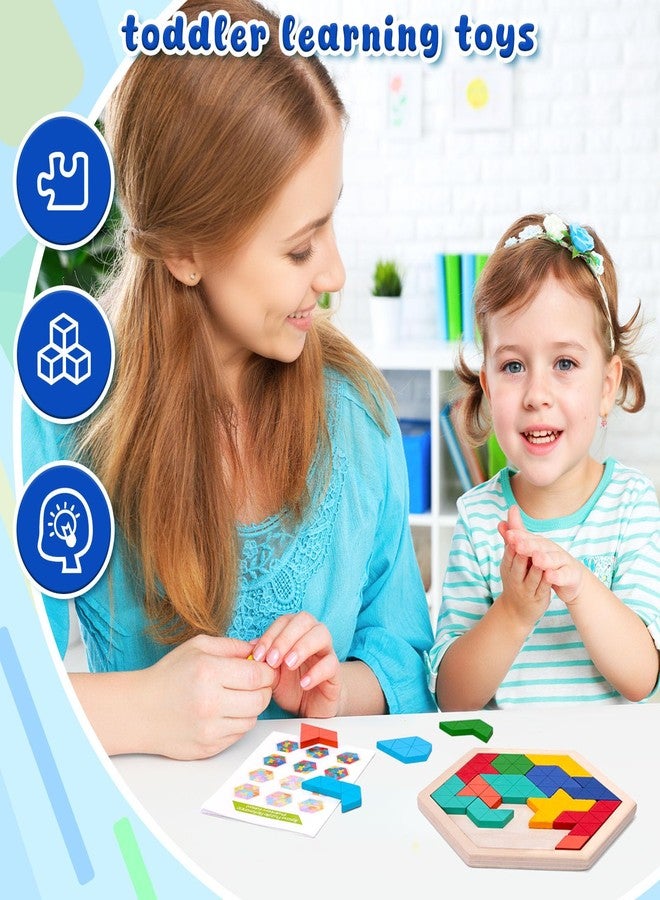 3 otters Wooden Puzzles for Kids, Educational Brain Teaser Game, Shape Sorting Board with Guide Book, Montessori Learning Toys - Image 2